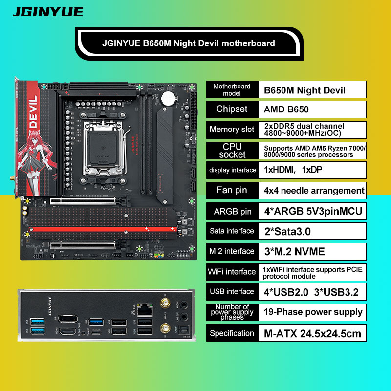 JGINYUE B650M NIGHT DEVIL Desk - đánh giá và giá X870E Atx Motherboard