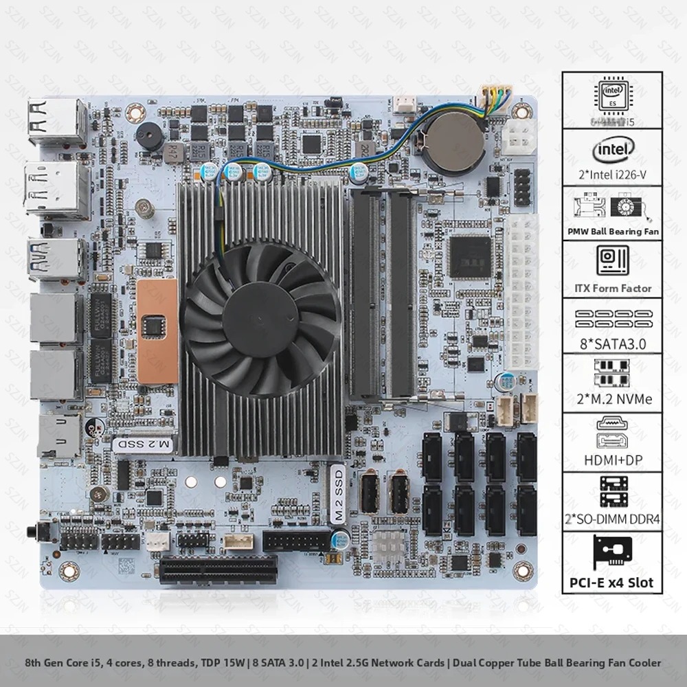 I5-8265U ES 8 SATA NAS Motherb - đánh giá và giá Mini Itx Dual 2.5G Nas Motherboard